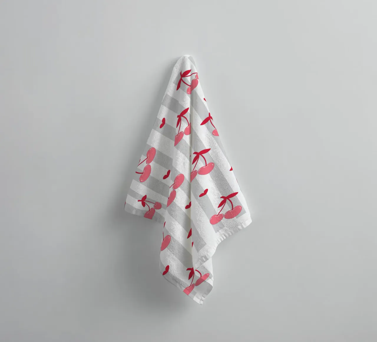 Pink Cherry bow print, Cherrry Bow Coquette print asciugamano da bagno da pdigitalprints