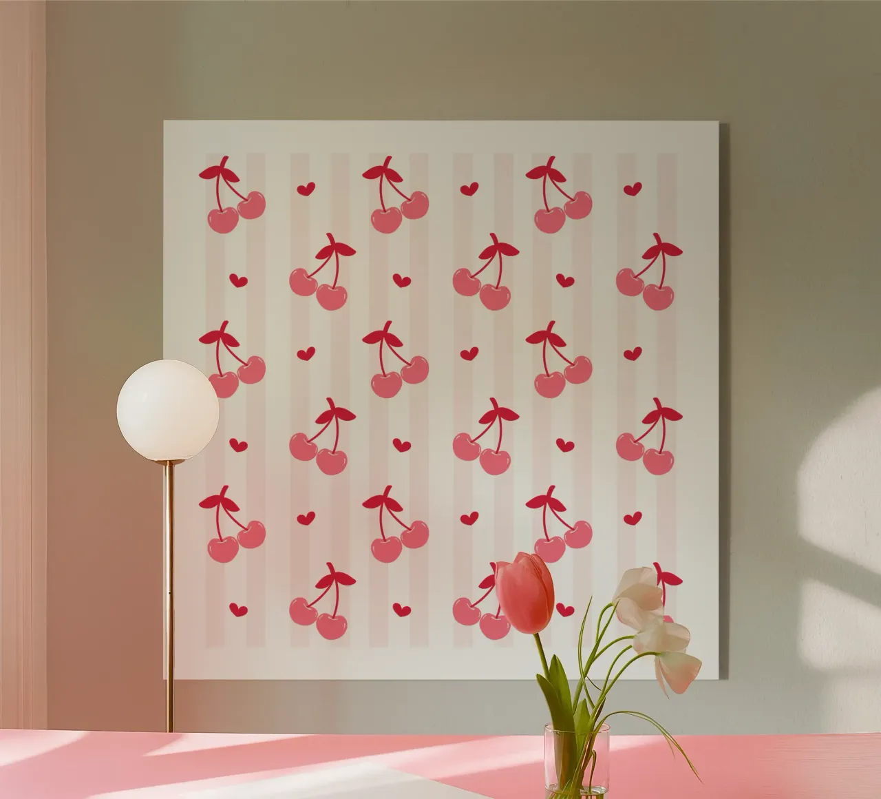 Pink Cherry bow print, Cherrry Bow Coquette print plexiglass da pdigitalprints