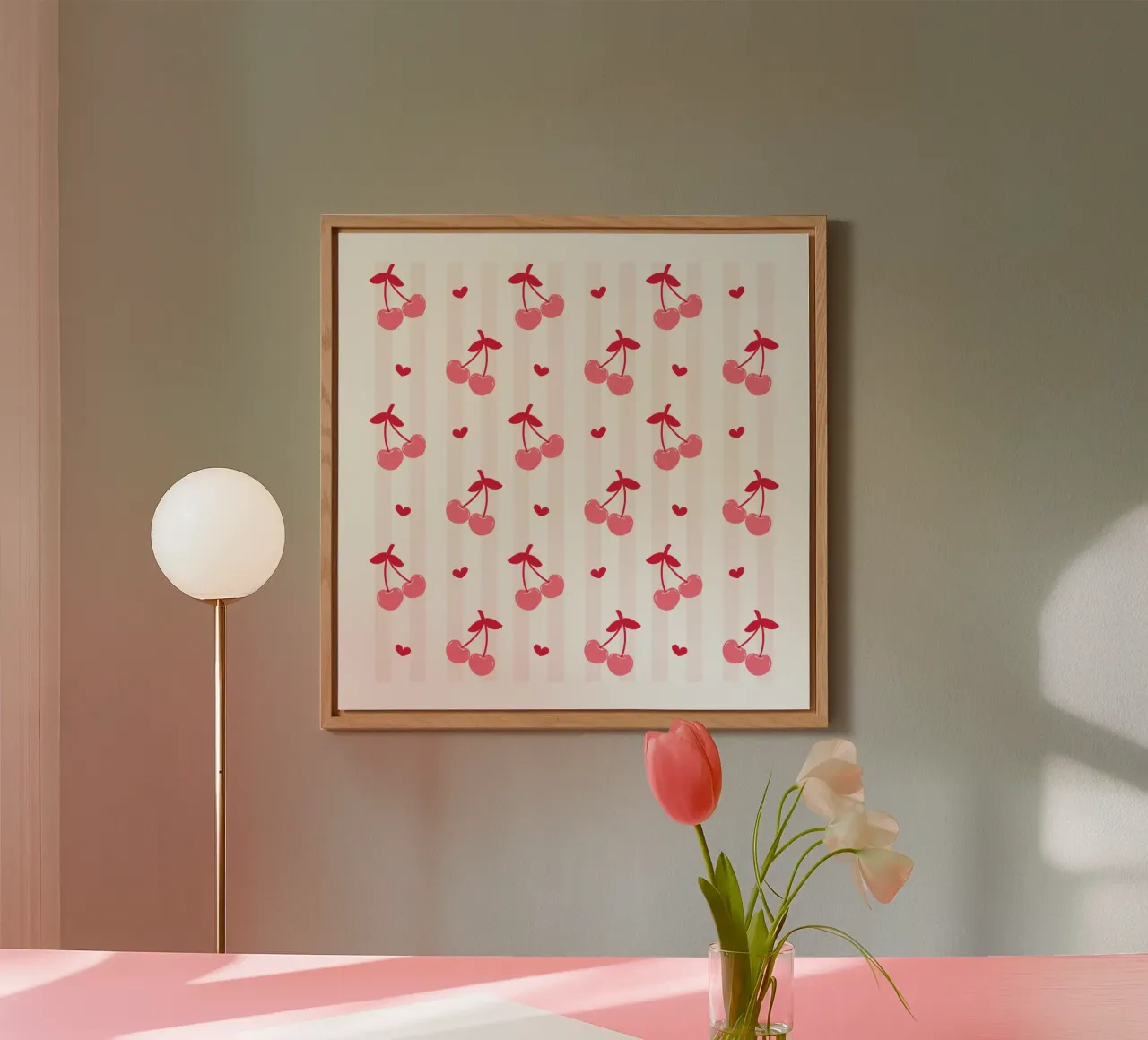 Pink Cherry bow print, Cherrry Bow Coquette print alluminio dibond da pdigitalprints