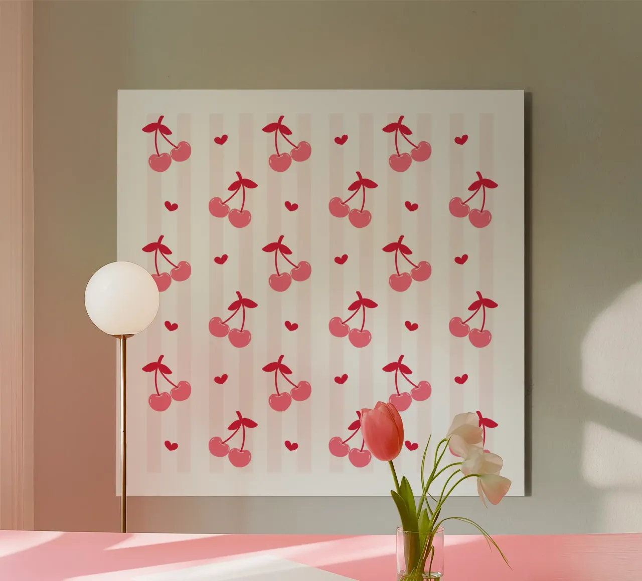 Pink Cherry bow print, Cherrry Bow Coquette print alluminio dibond da pdigitalprints