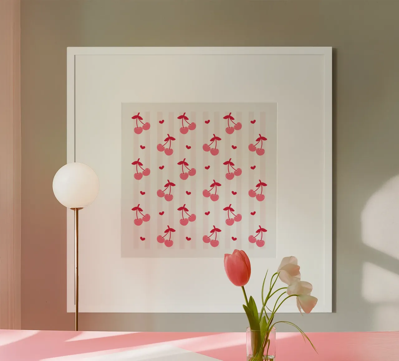 Pink Cherry bow print, Cherrry Bow Coquette print carta hahnemühle da pdigitalprints