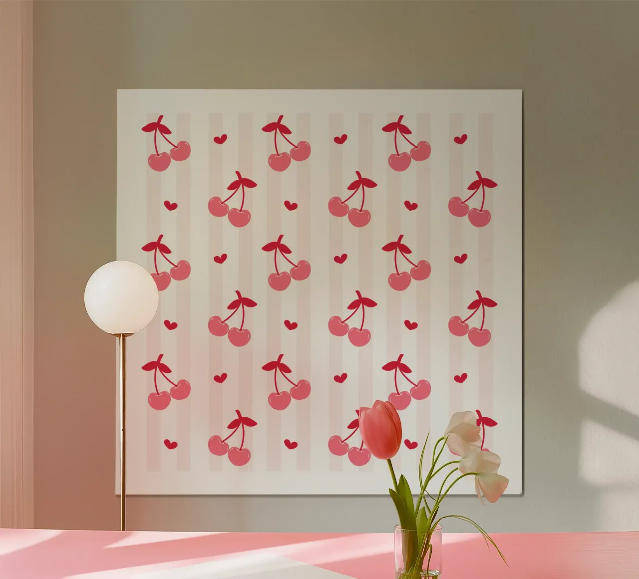 Pink Cherry bow print, Cherrry Bow Coquette print carta hahnemühle da pdigitalprints