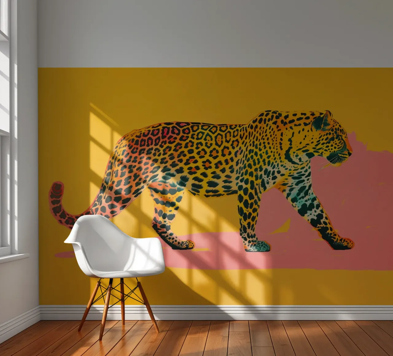 Pop Art Leopard | Yellow-Orange in landscape format photo wallpaper by Autofocus