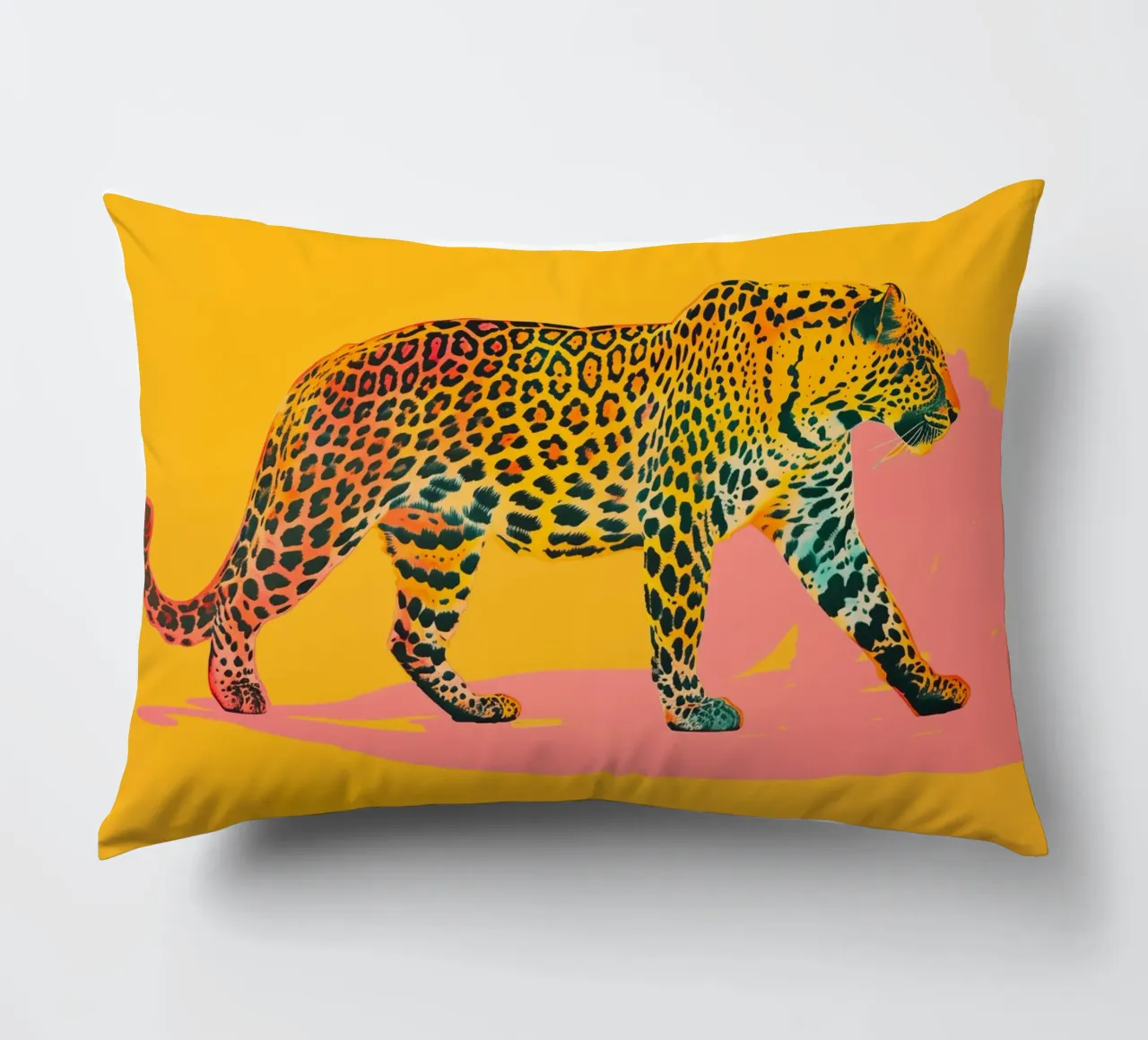 Pop Art Leopard | Giallo-Arancione in formato orizzontale cuscino da Autofocus
