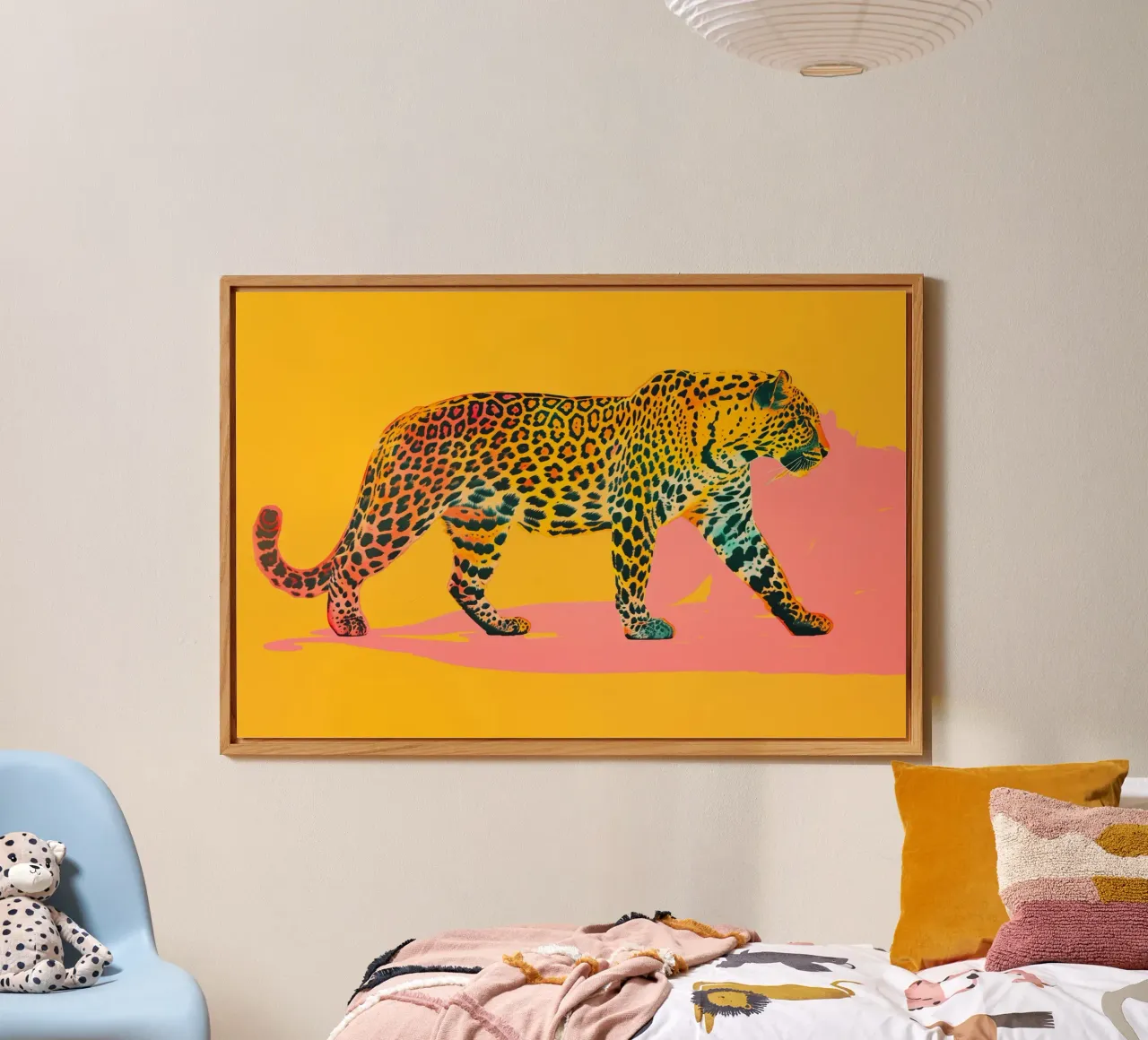Pop Art Leopard | Giallo-Arancione in formato orizzontale alluminio dibond da Autofocus