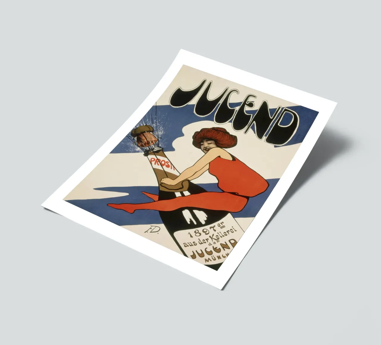 Fritz Dannenberg - Title of the Magazine Jugend 1897 Stickerbogen von ARTOTHEK