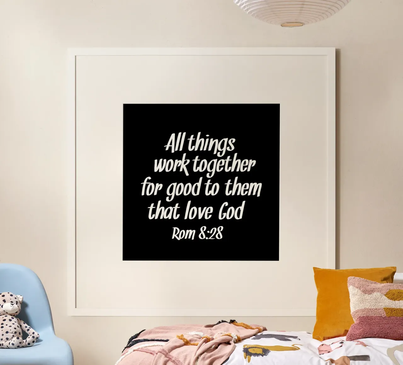All things work together for good to them that love God poster con telaio in legno da happieeagle