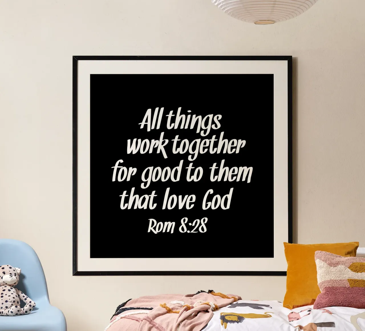 All things work together for good to them that love God poster con telaio in legno da happieeagle