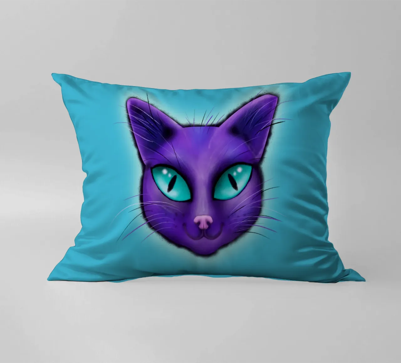 Purple cat portrait decorative cushion by BwiseLizzy