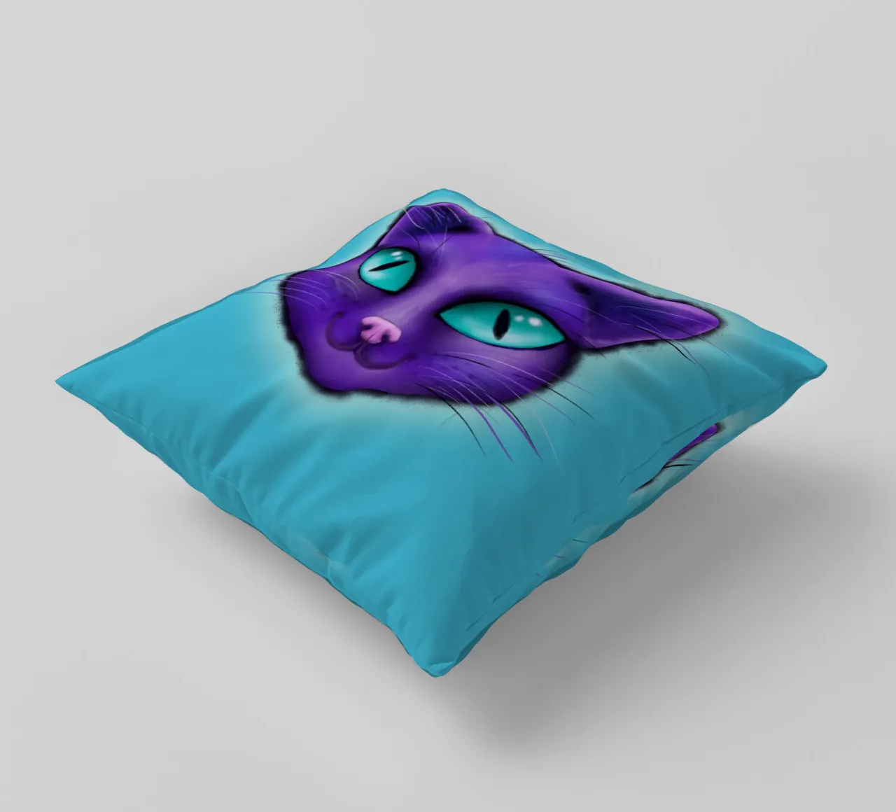 Purple cat portrait decorative cushion by BwiseLizzy