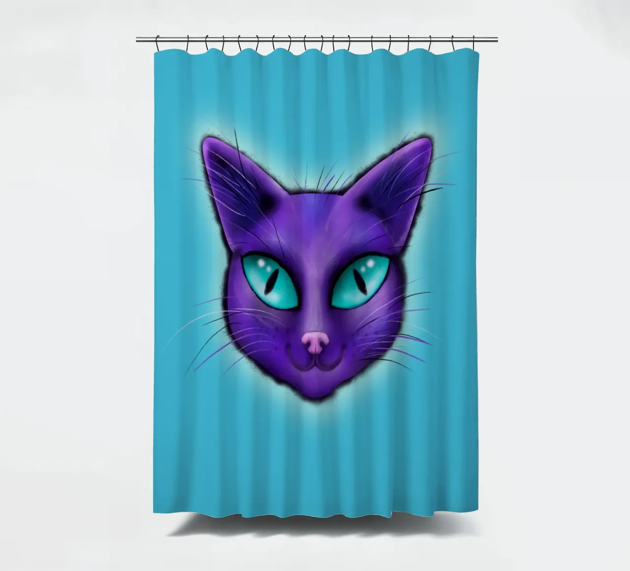 Purple cat portrait shower curtain by BwiseLizzy