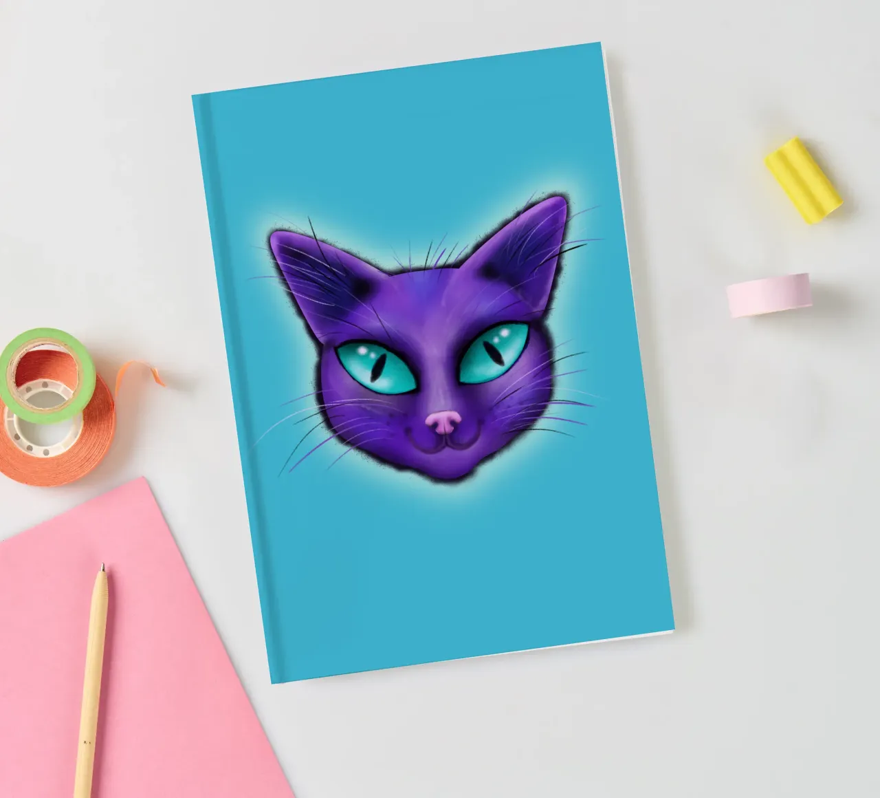 Purple cat portrait notebook by BwiseLizzy