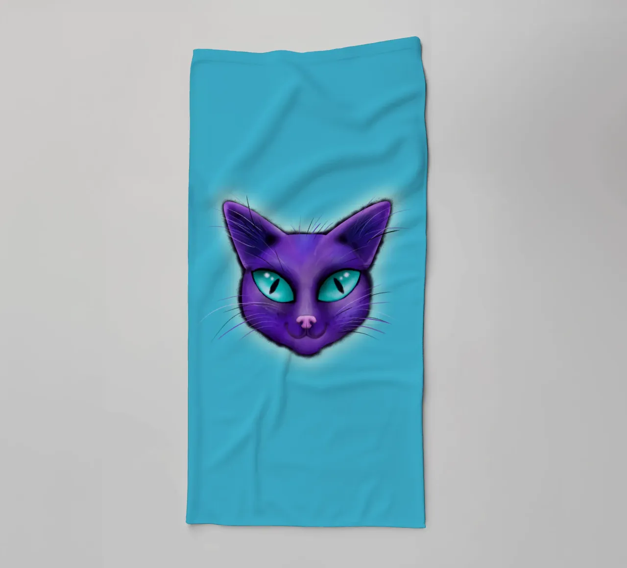 Purple cat portrait towel by BwiseLizzy