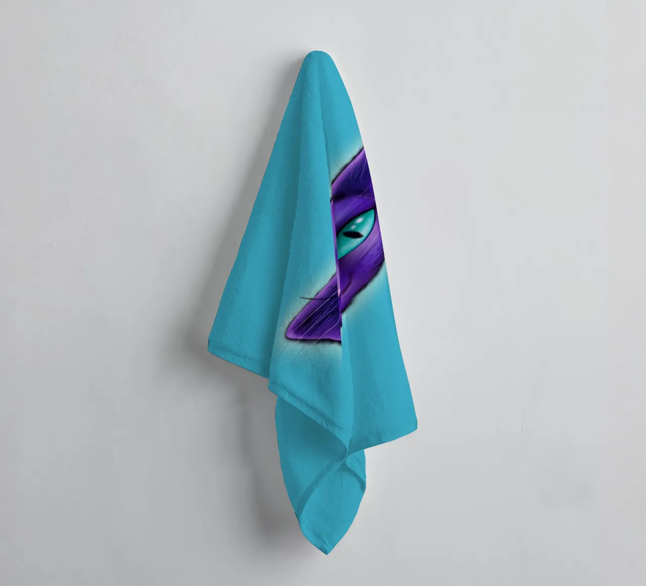 Purple cat portrait towel by BwiseLizzy
