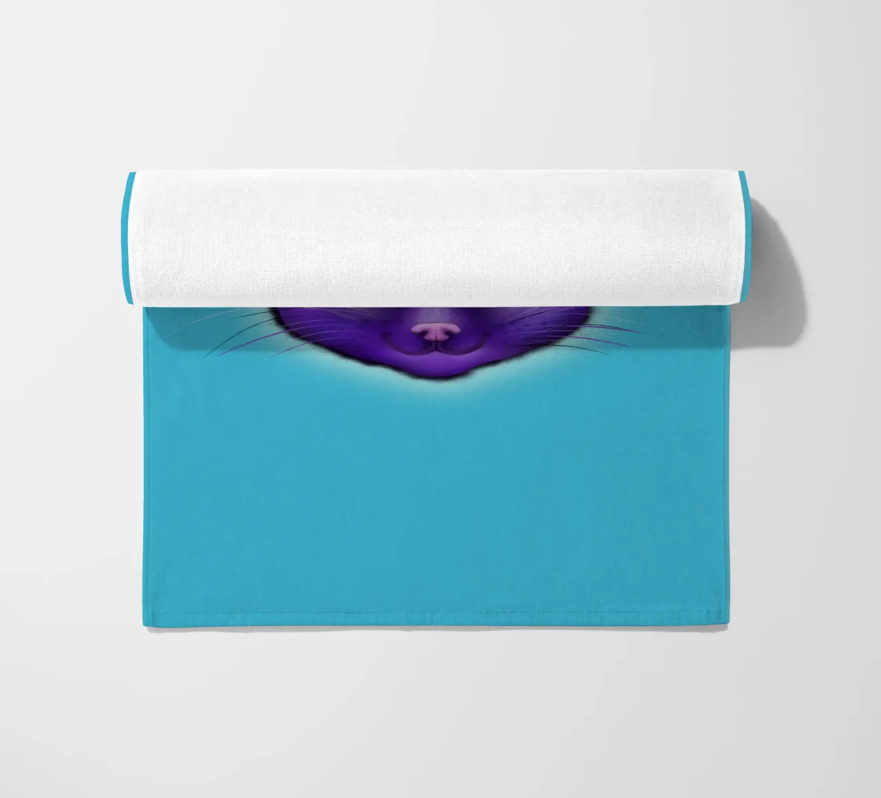 Purple cat portrait beach towel by BwiseLizzy