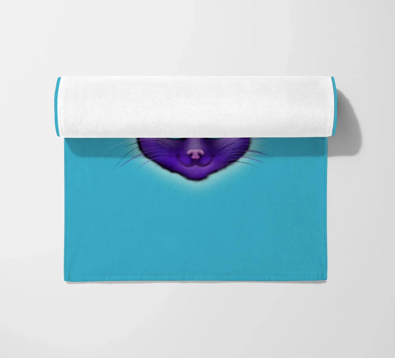 Purple cat portrait beach towel by BwiseLizzy