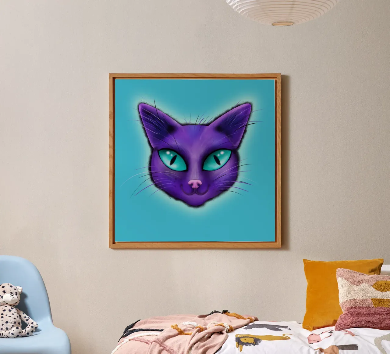 Purple cat portrait alu-dibond by BwiseLizzy