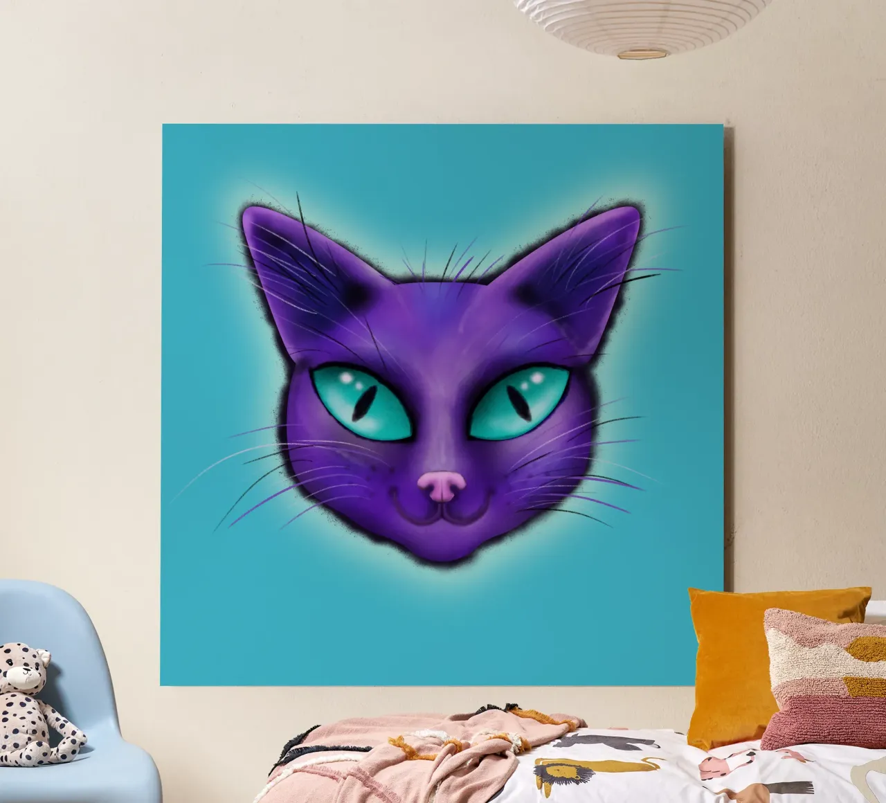 Purple cat portrait alu-dibond by BwiseLizzy