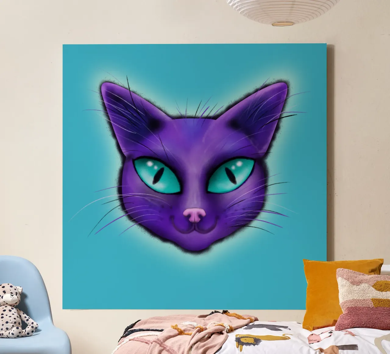 Purple cat portrait canvas by BwiseLizzy