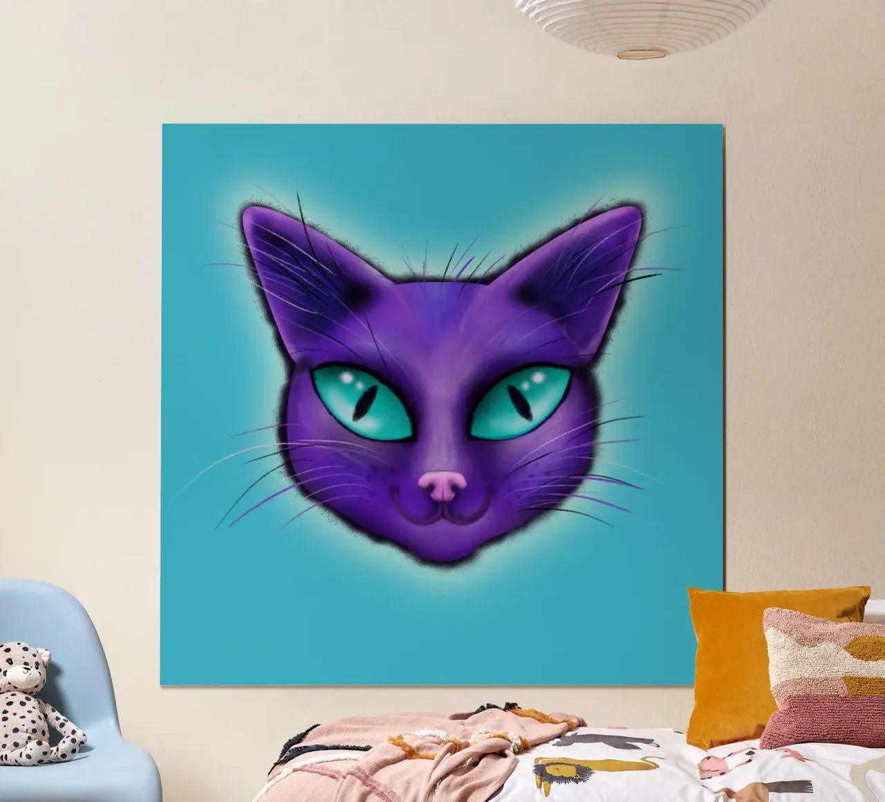Purple cat portrait poster by BwiseLizzy