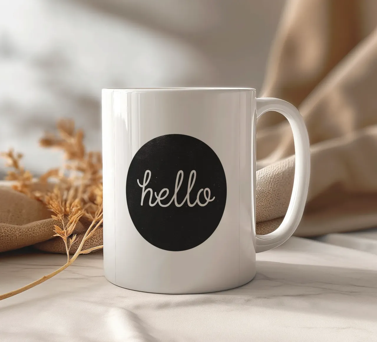 Hello - Minimalist welcome design ceramic mug by Whole©