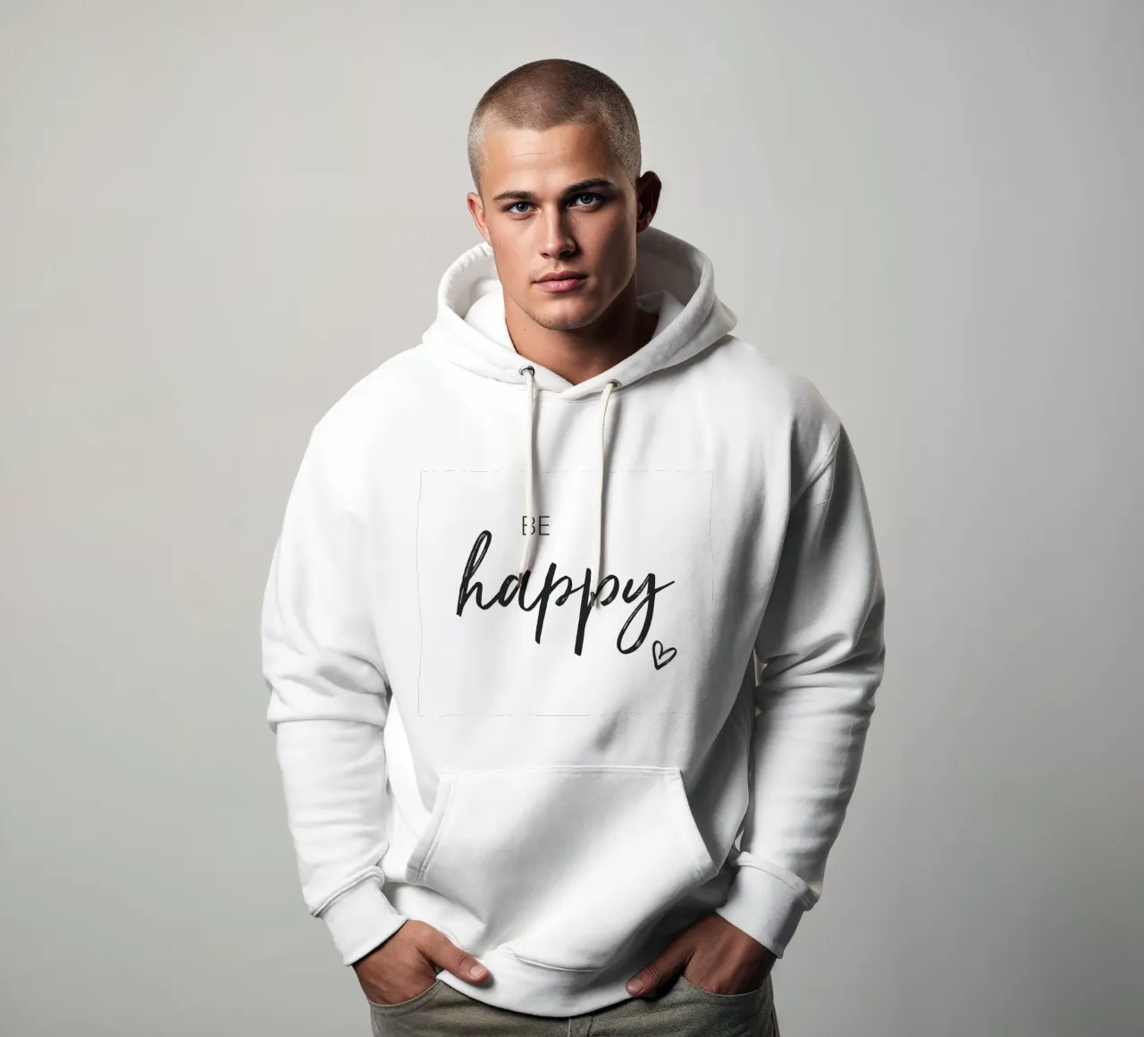 Be Happy - Design tipografico di ispirazione felpa con cappuccio da Whole©