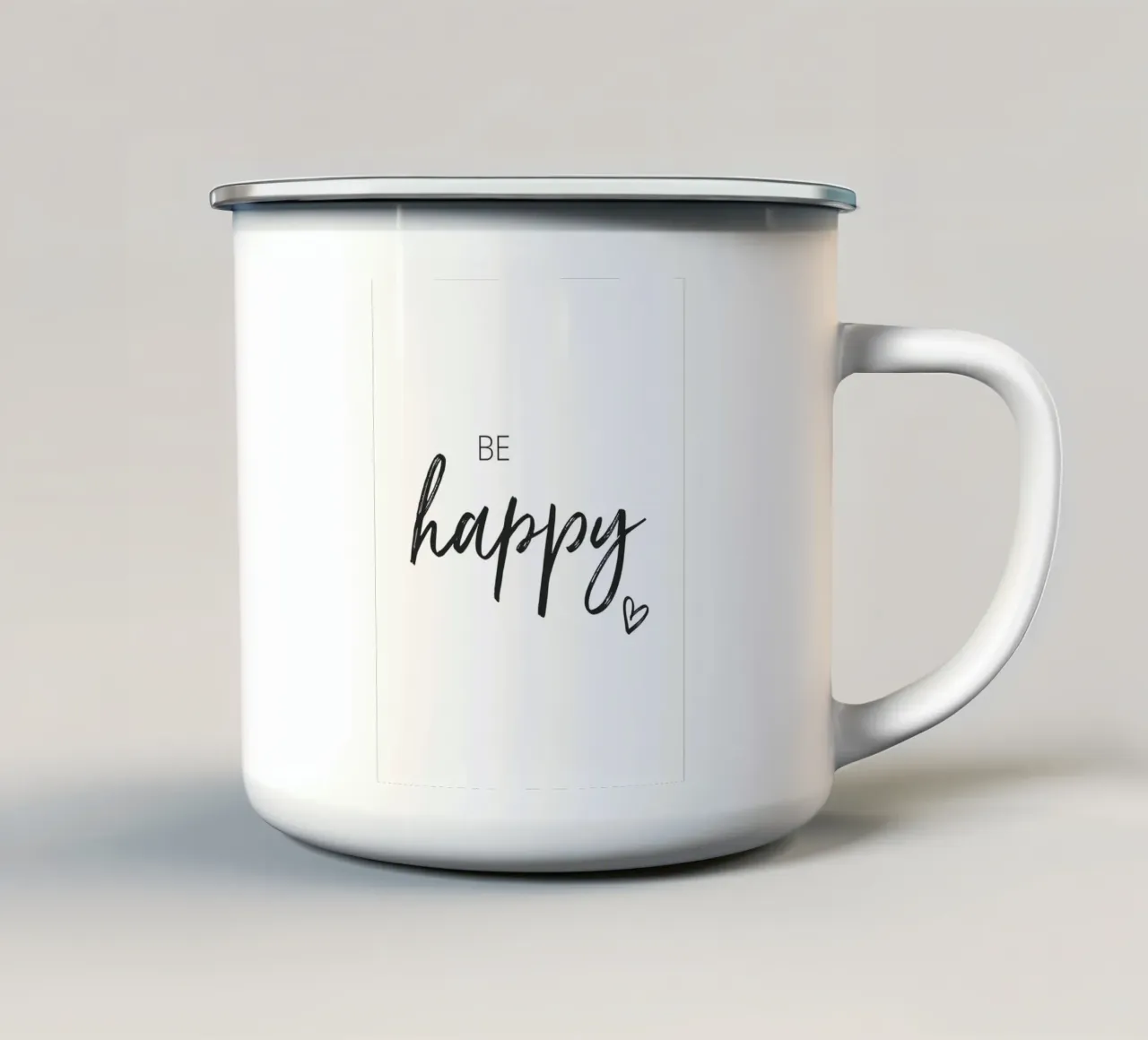 Be Happy - Design tipografico di ispirazione tazza in smalto da Whole©