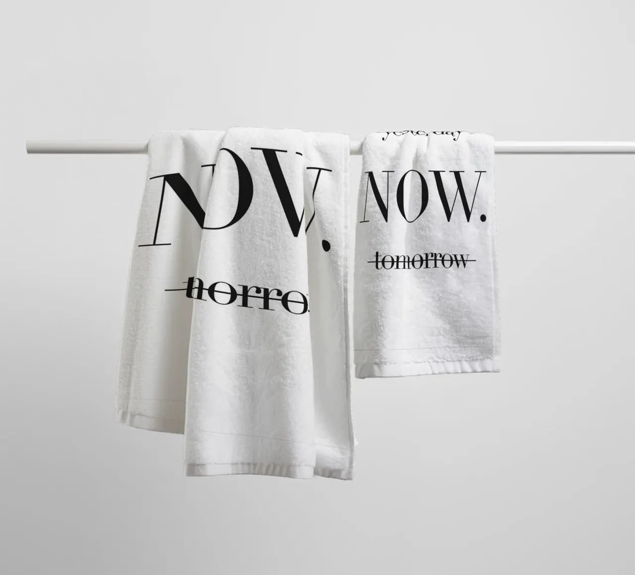 Live now - Minimalist motivational design towel by Whole©