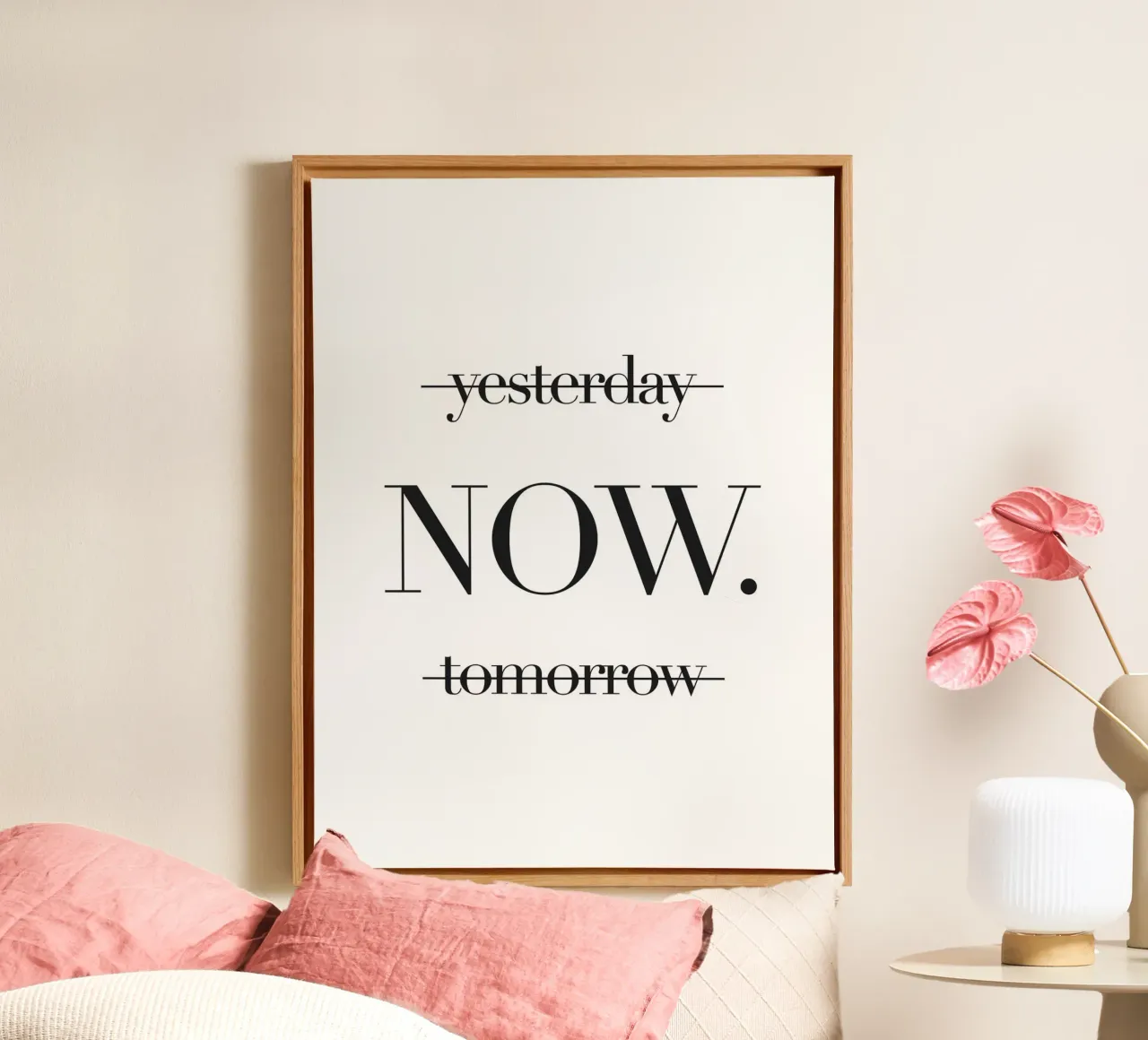 Vivere ora - Design motivazionale minimalista tela con Cornice a cassetta da Whole©
