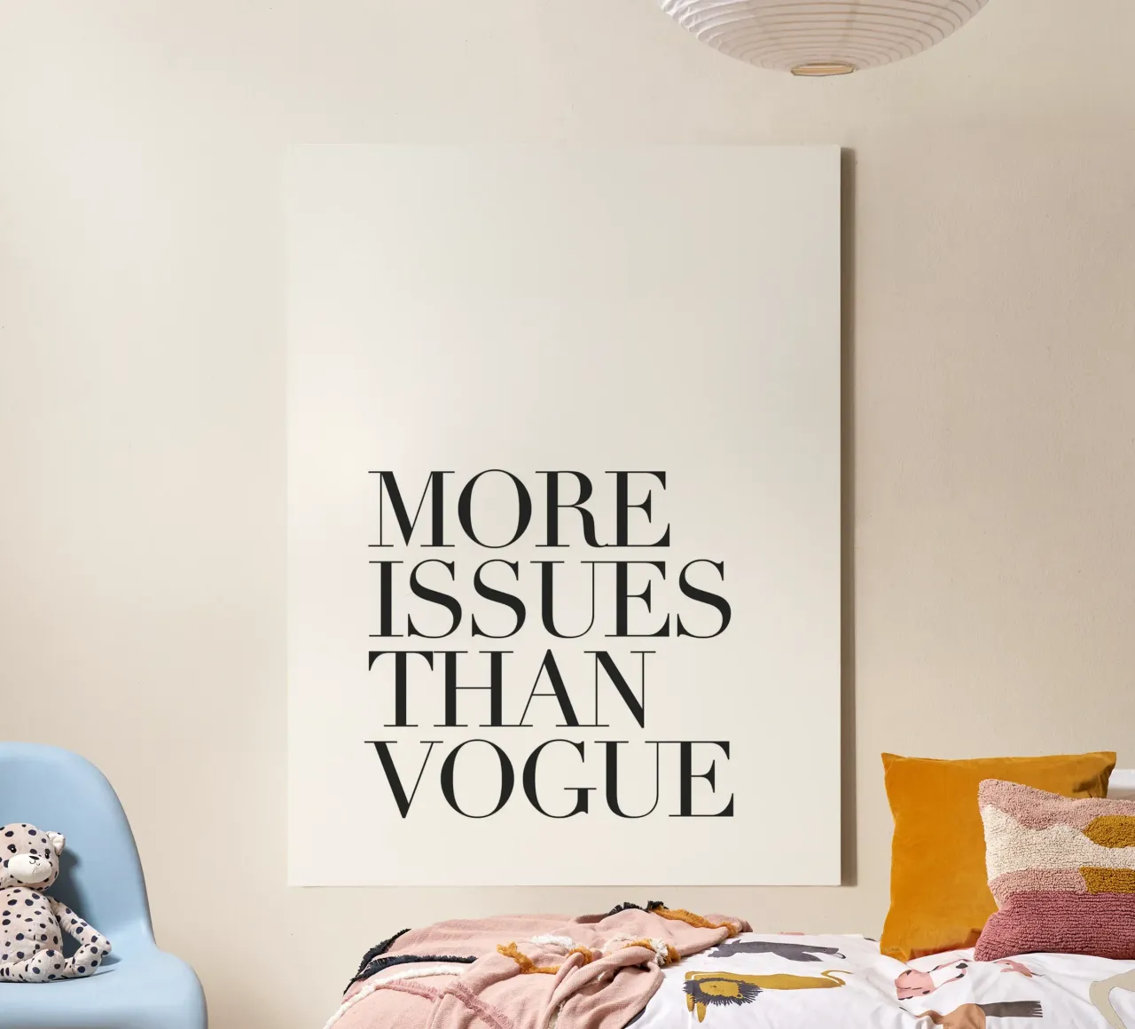 More Issues Than Vogue – Typografie Humor Leinwand von Whole©