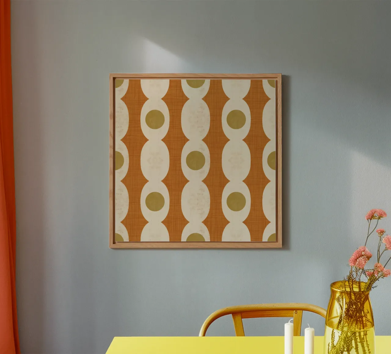 Retro Mod Geo Chain - Ocher - Mid Century Modern alluminio dibond da susanacosta