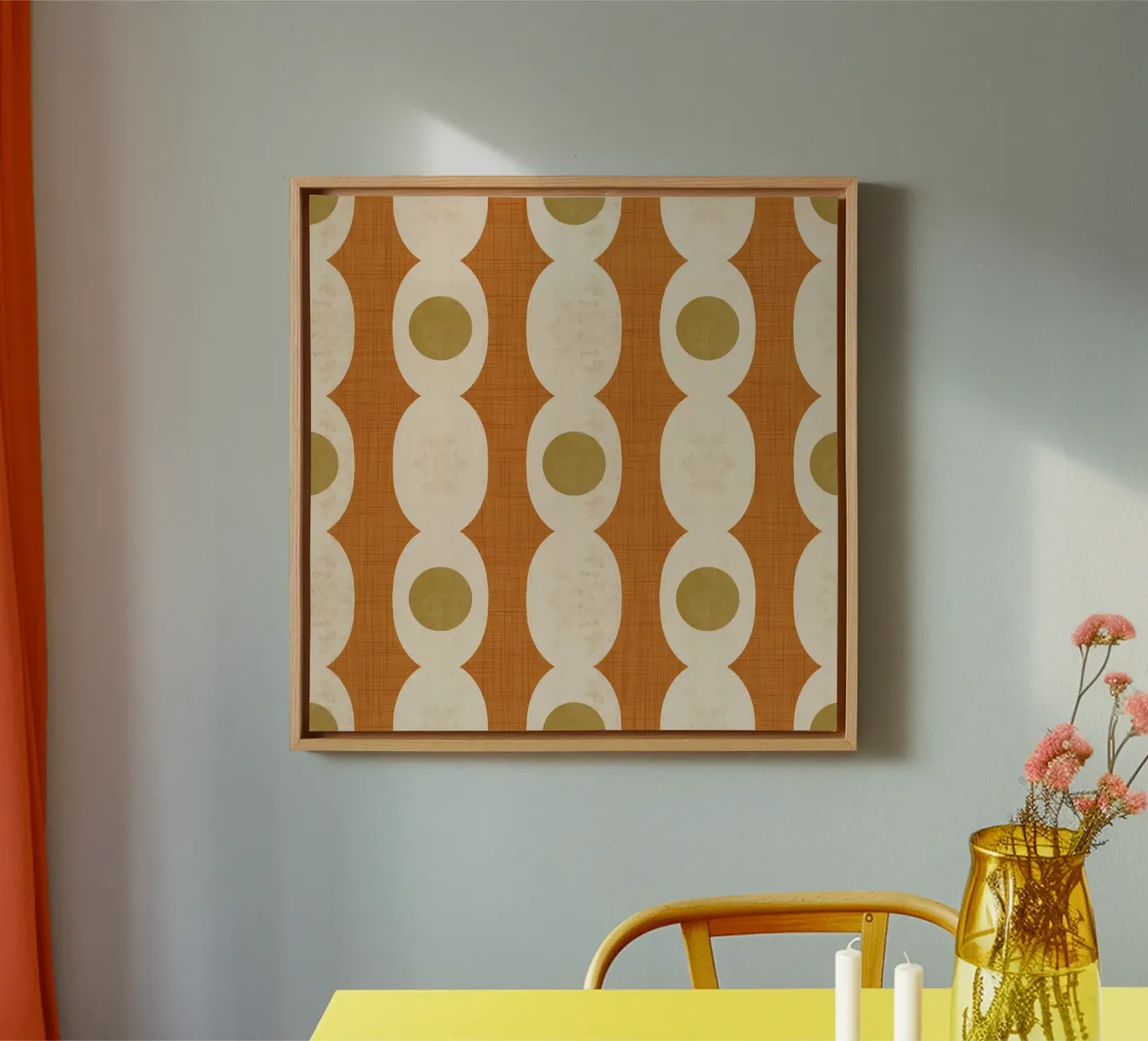 Retro Mod Geo Chain - Ocher - Mid Century Modern tela da susanacosta