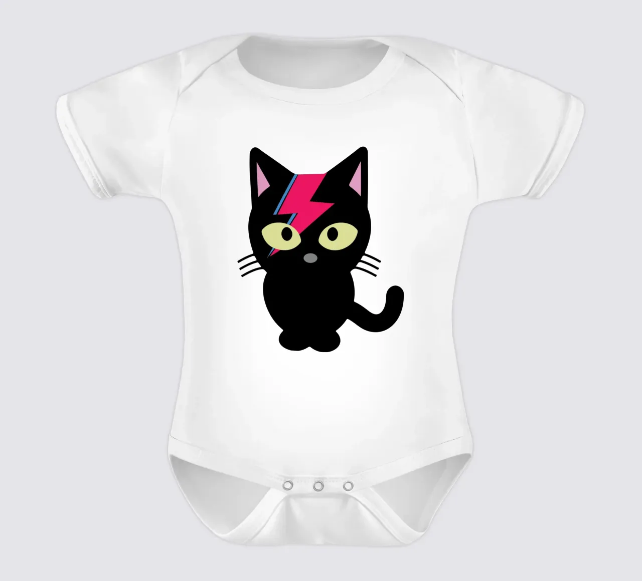 Bowie Kat Grappig Ontwerp babyrompertje korte mouwen van theganduls