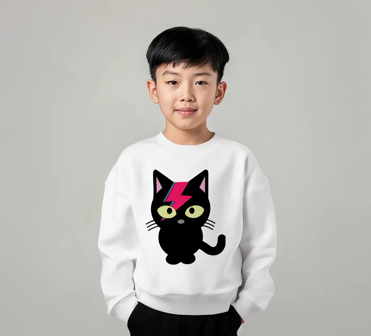 Bowie Cat Funny Design kids sweatshirt by theganduls