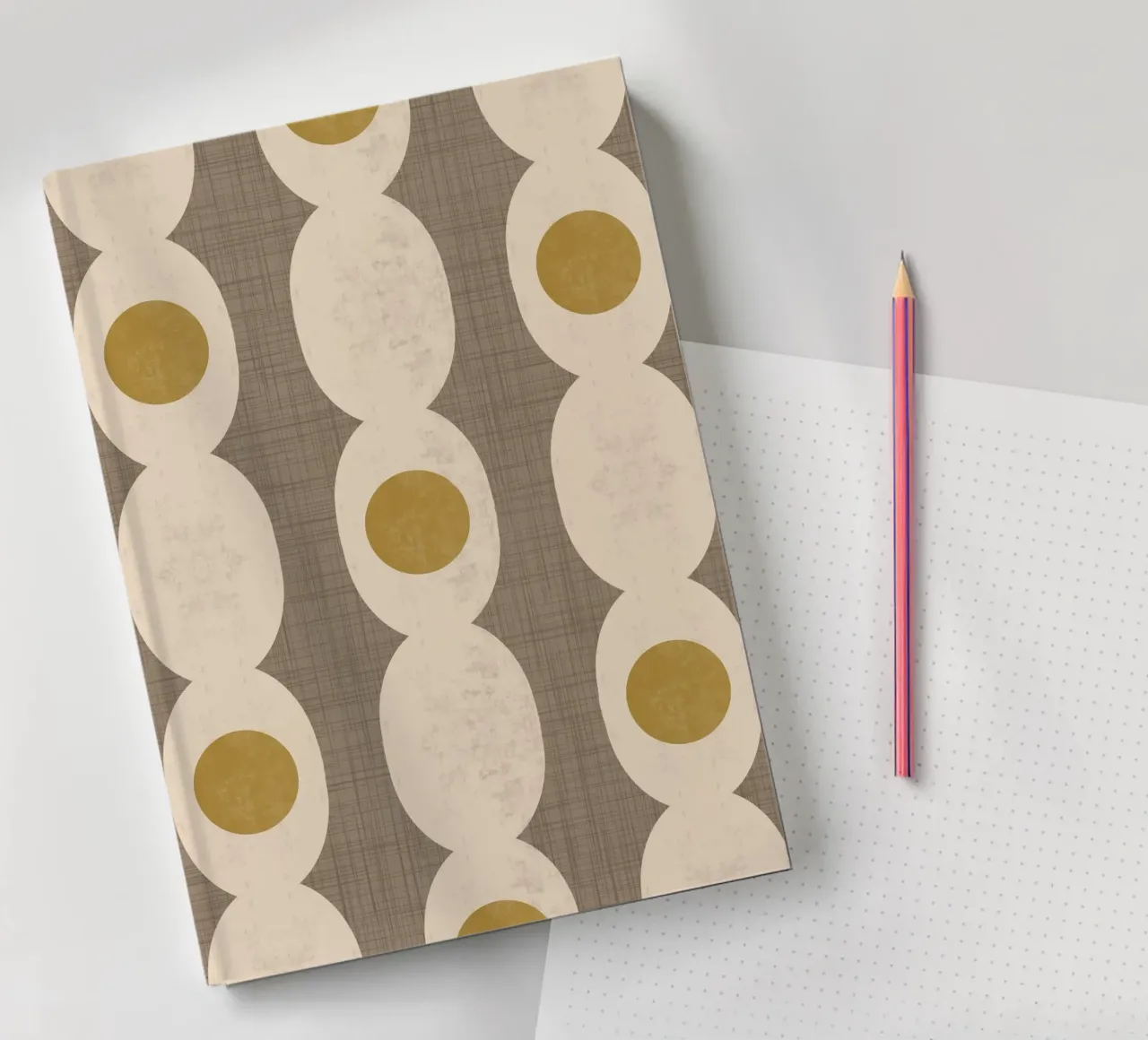 Retro Mod Geo Chain - Taupe - Mid Century Modern notebook by susanacosta
