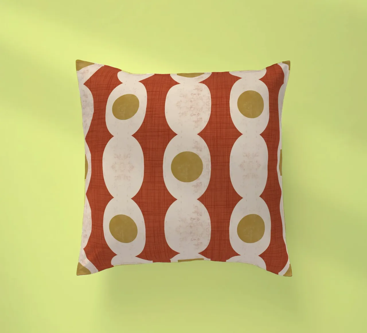 Retro Mod Geo Chain - Rust Red - Mid Century Modern decorative cushion by susanacosta
