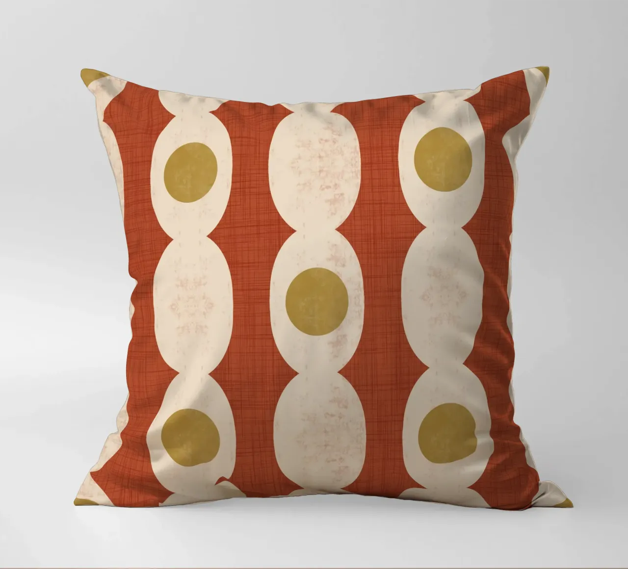 Retro Mod Geo Chain - Rust Red - Mid Century Modern decorative cushion by susanacosta