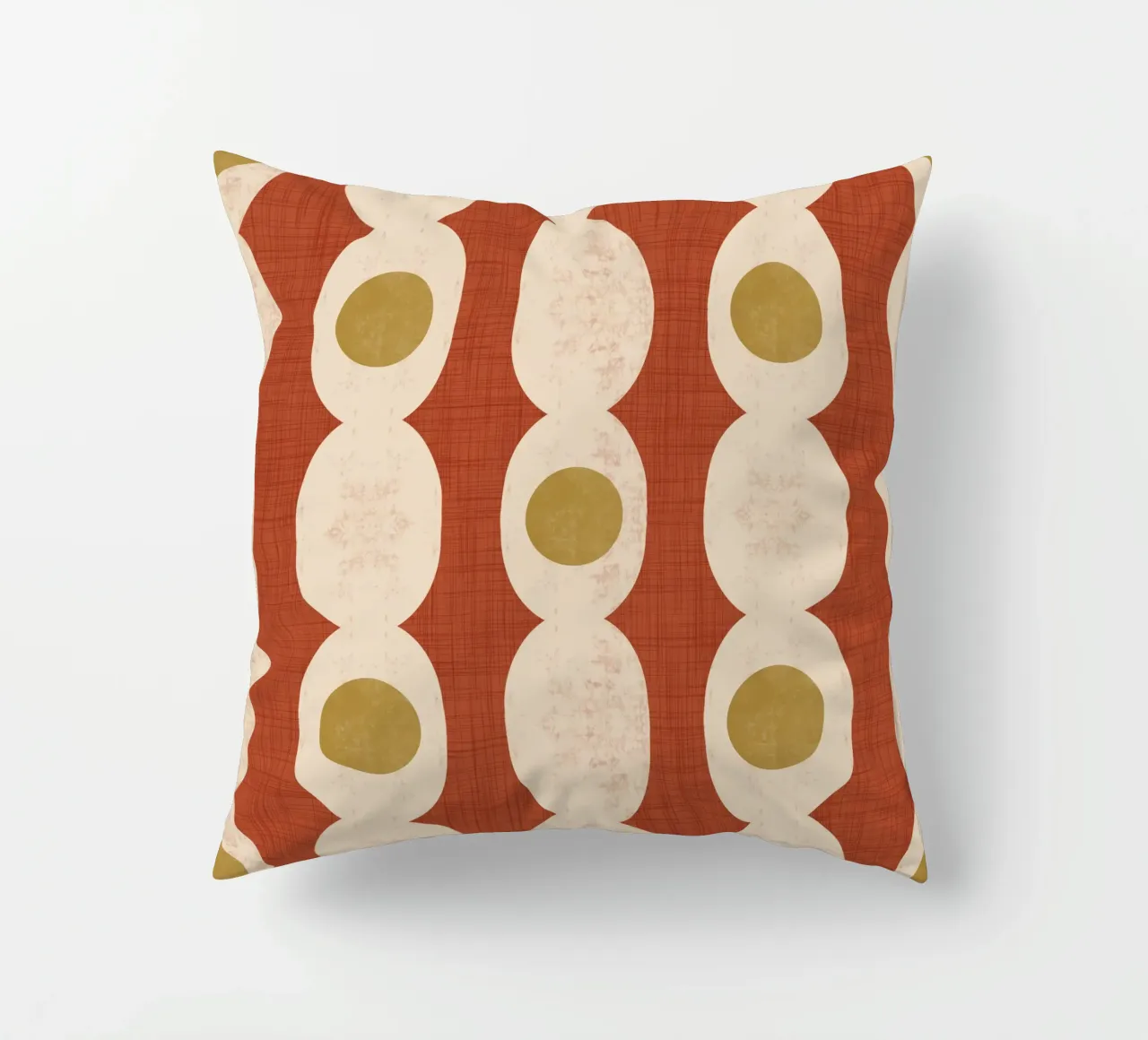 Retro Mod Geo Chain - Rust Red - Mid Century Modern decorative cushion by susanacosta