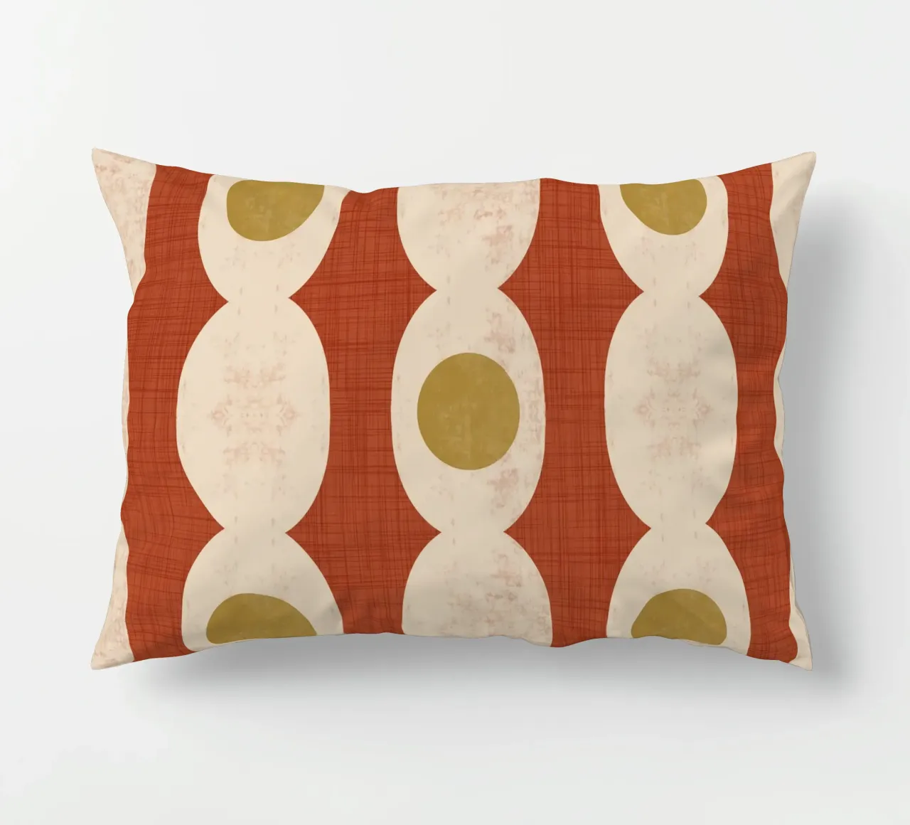 Retro Mod Geo Chain - Rust Red - Mid Century Modern decorative cushion by susanacosta