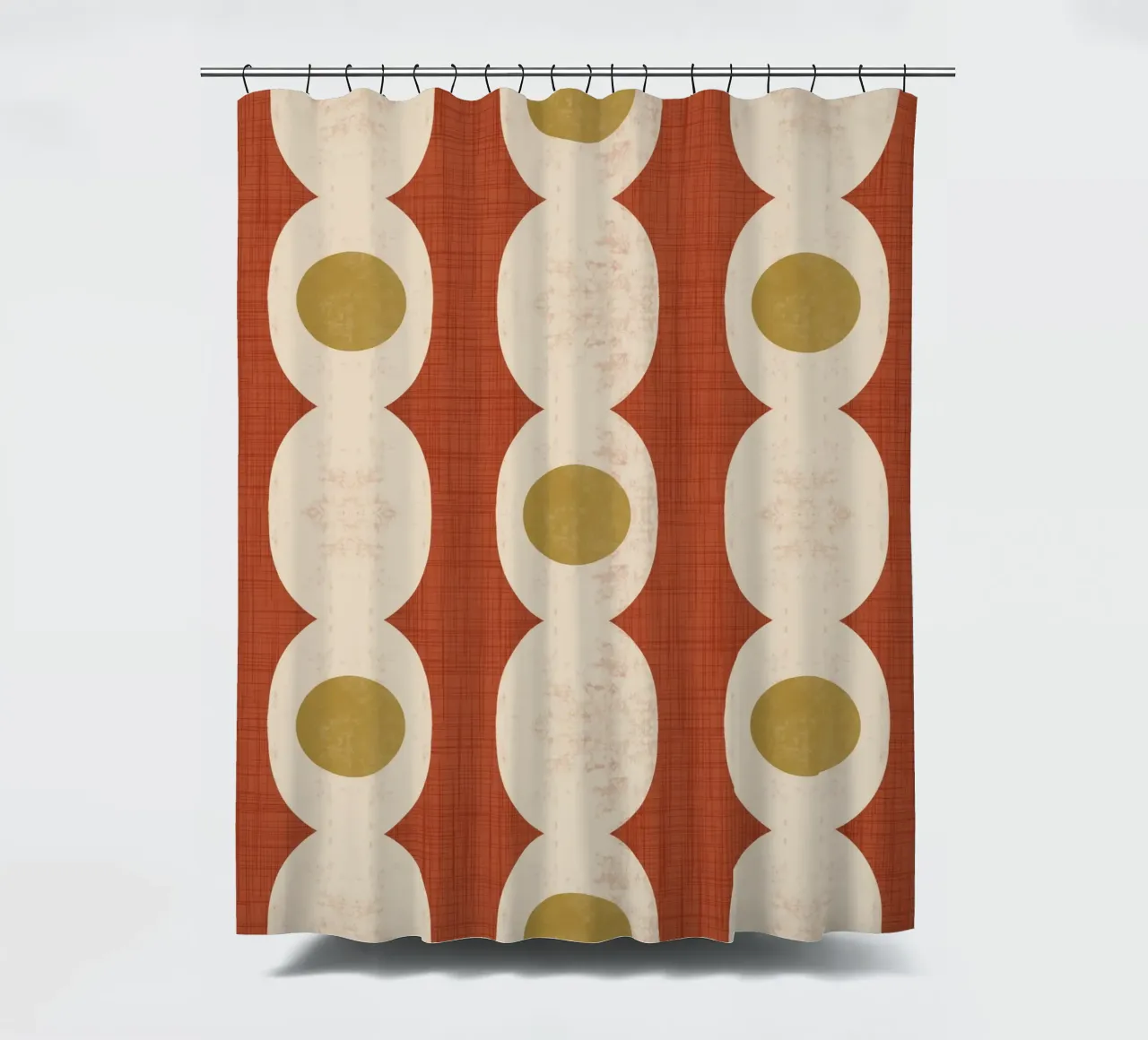 Retro Mod Geo-Ketting - Roest Rood - Mid Eeuw Modern douchegordijn van susanacosta