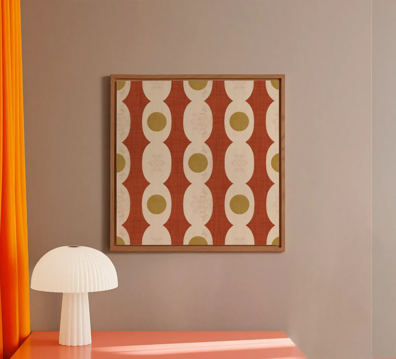 Retro Mod Geo Chain - Rust Red - Mid Century Modern alu-dibond by susanacosta
