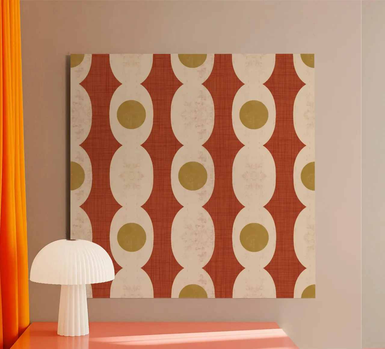 Retro Mod Geo Chain - Rust Red - Mid Century Modern alu-dibond by susanacosta