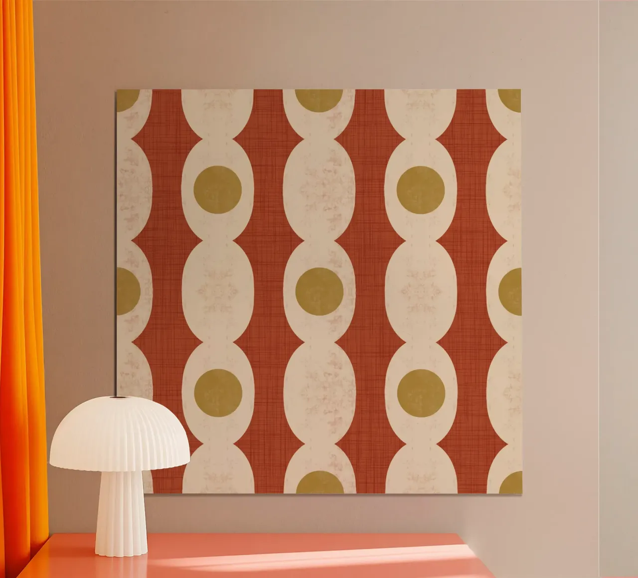 Catena Retro Mod Geo - Rosso ruggine - Mid Century Modern poster con telaio in plastica da susanacosta