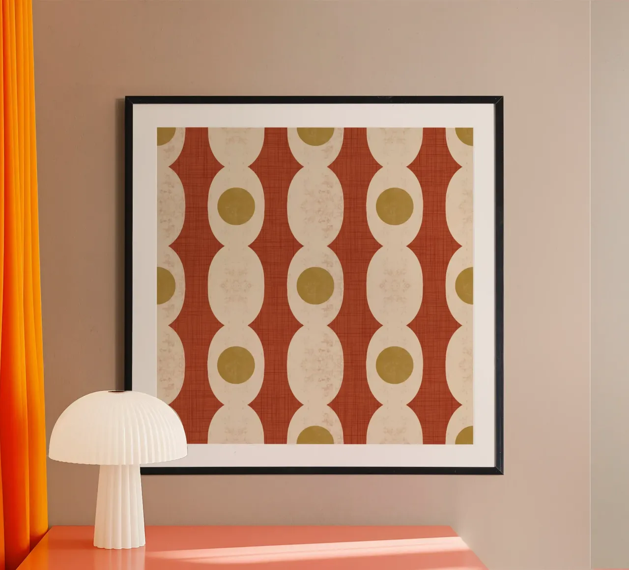 Catena Retro Mod Geo - Rosso ruggine - Mid Century Modern poster con telaio in plastica da susanacosta