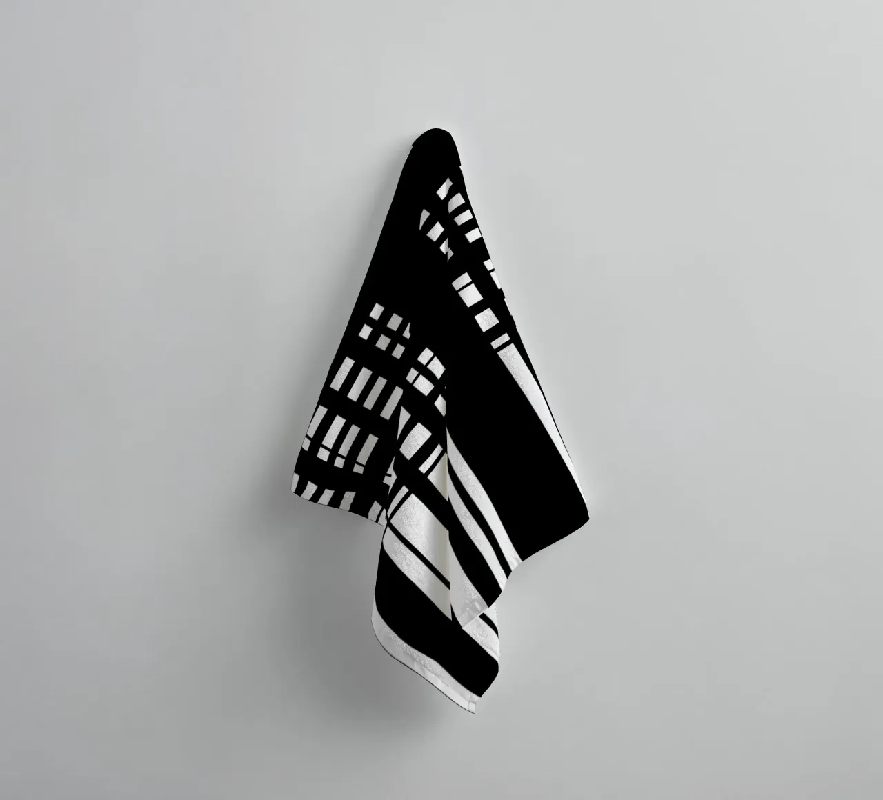 Bianco e nero 4 - Griglie astratte asciugamano da bagno da KHouse Studio