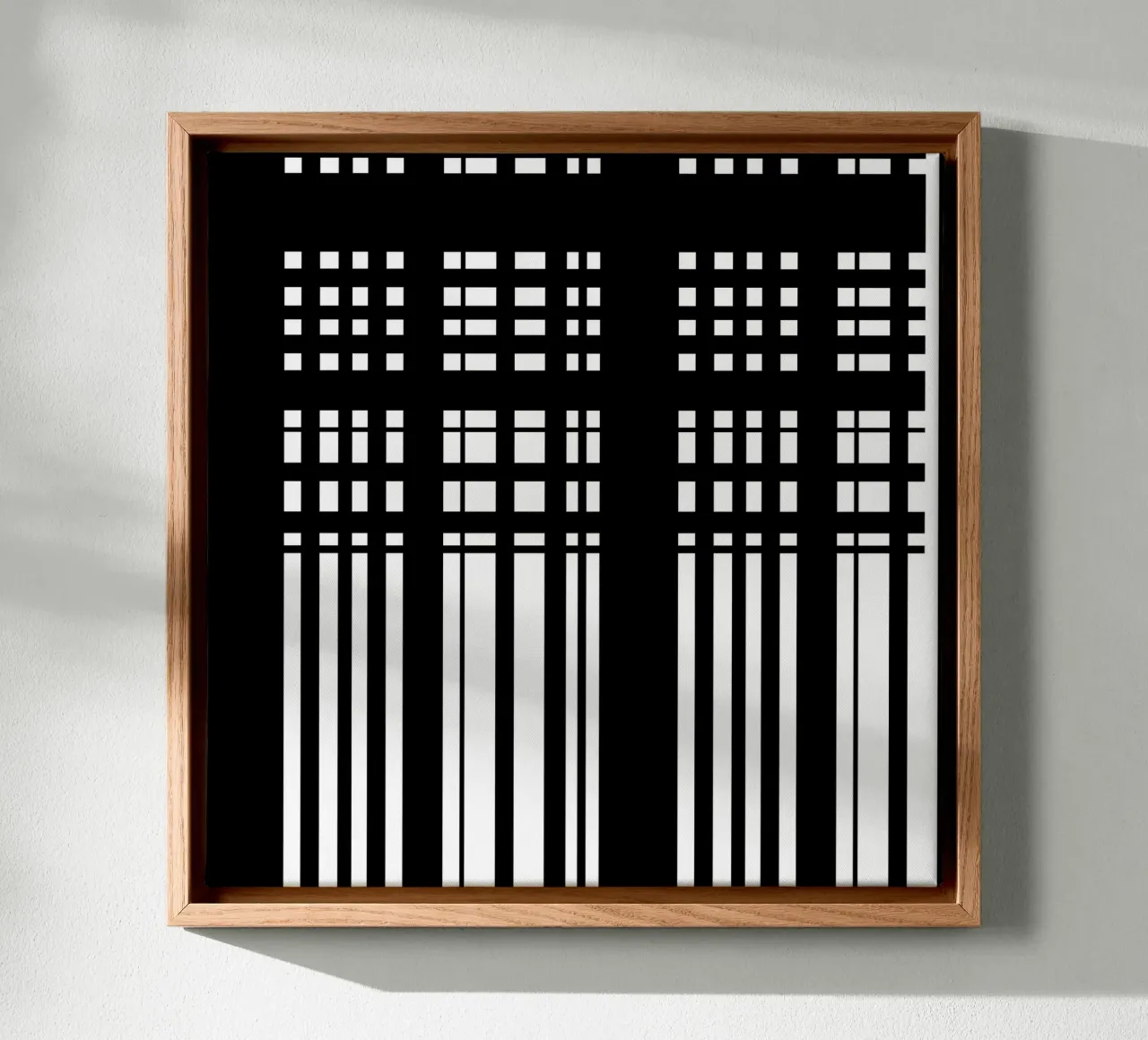 Black & White 4 - Grids Abstract canvas with Floater frame by KHouse Studio