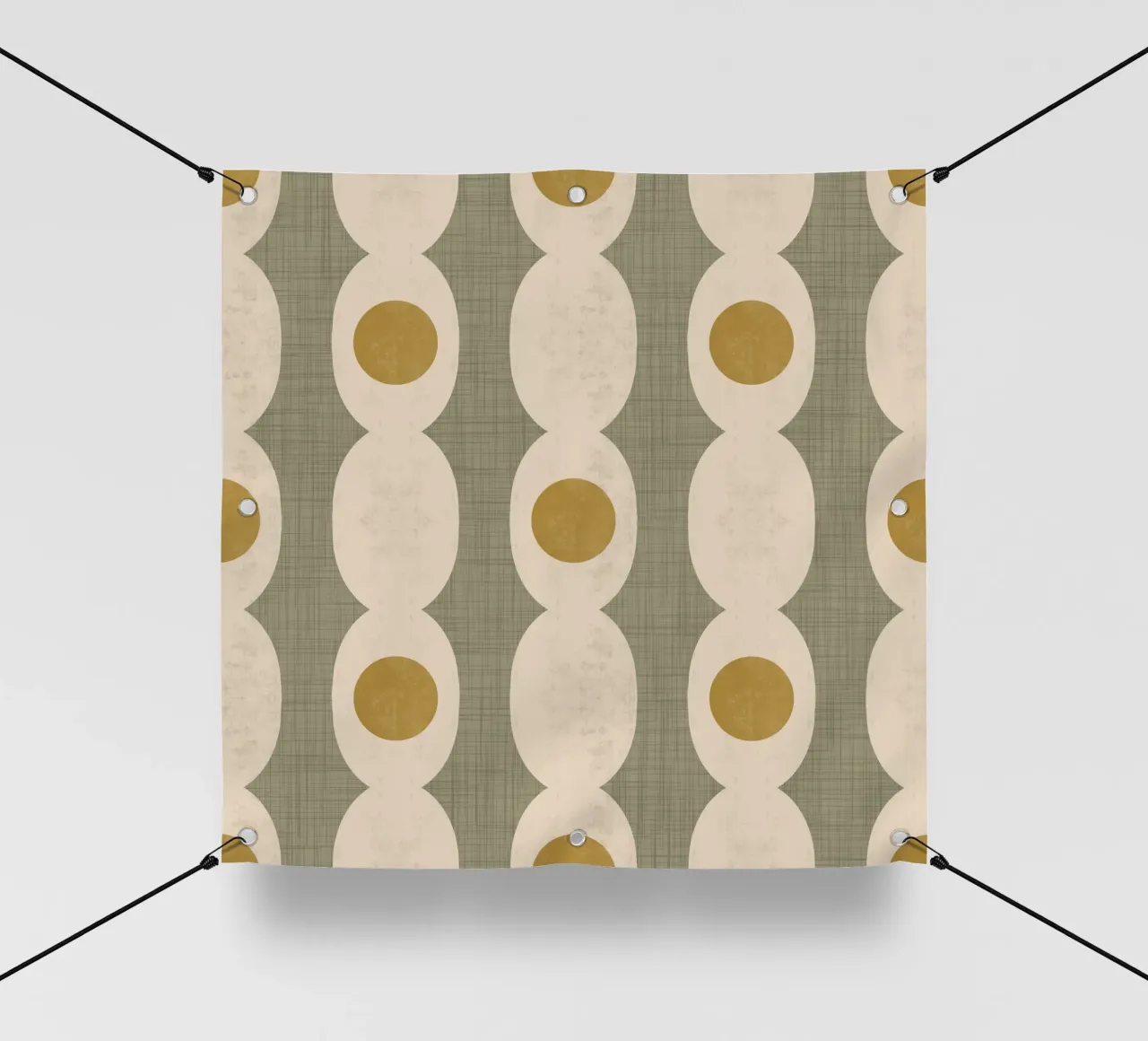 Catena Retro Mod Geo - Verde oliva - Mid Century Modern telo in pvc da susanacosta