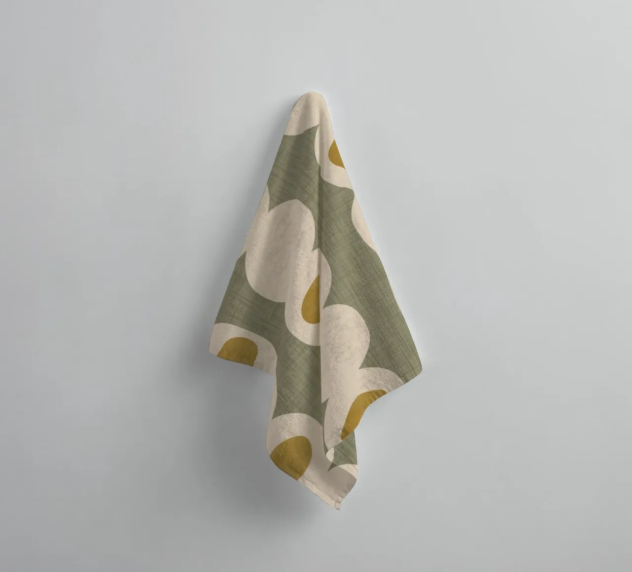 Retro Mod Geo-Ketting - Olijfgroen - Mid Eeuw Modern badhanddoek van susanacosta