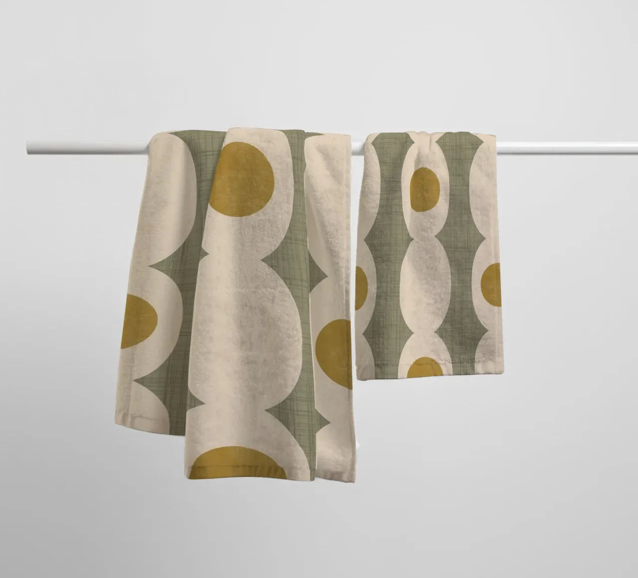 Retro Mod Geo-Ketting - Olijfgroen - Mid Eeuw Modern badhanddoek van susanacosta