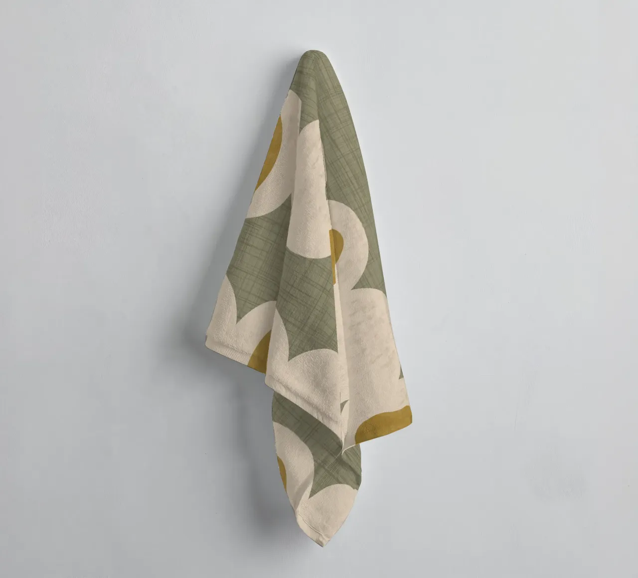 Retro Mod Geo-Ketting - Olijfgroen - Mid Eeuw Modern badhanddoek van susanacosta